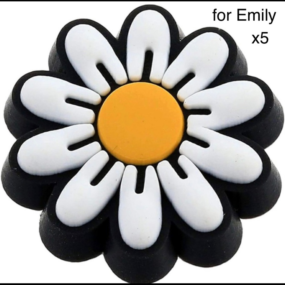 NWT Crocs brand Jibbitz charm in the daisy shape.  Set of five for Emily A!
